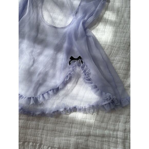 Victoria’s Secret Size 34B Purple Mesh Frilly Coquette Chemise - Picture 3 of 5